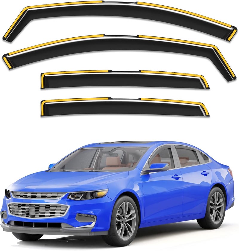 Breejoy in-Channel Window Rain Guards Fit for Chevy Malibu 2016-2025(9 Gen),Rain Guards Visors Vent Visors Window Deflector, Vent Shades Car Accessories -4 pcs - Image 1